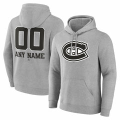 NHL Montreal Canadiens Big & Tall Personalized Name & Number Monochrome Pullover Hoodie