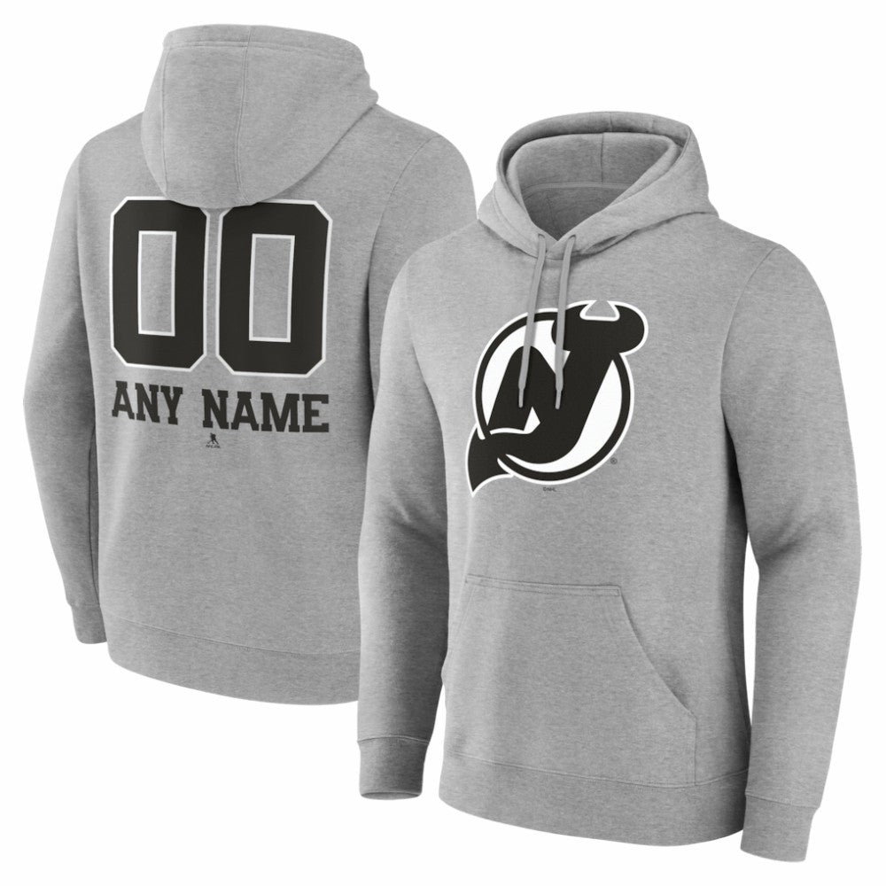 NHL New Jersey Devils Big & Tall Personalized Name & Number Monochrome Pullover Hoodie