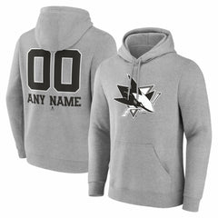 NHL San Jose Sharks Big & Tall Personalized Name & Number Monochrome Pullover Hoodie