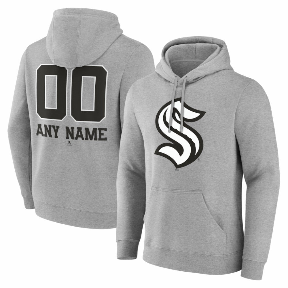 NHL Seattle Kraken Big & Tall Personalized Name & Number Monochrome Pullover Hoodie