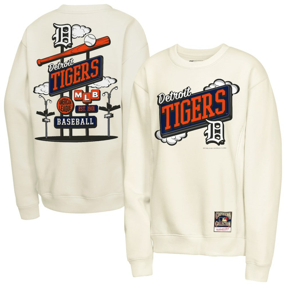 Natural Detroit Tigers Mitchell & Ness Youth Retro Billboard Sweatshirt