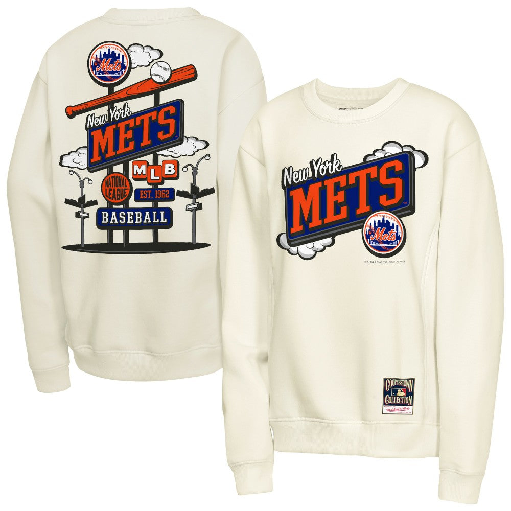 Natural New York Mets Mitchell & Ness Youth Retro Billboard Sweatshirt