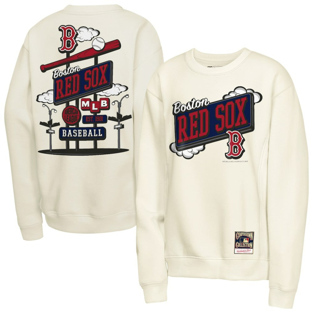Natural Boston Red Sox Mitchell & Ness Youth Retro Billboard Sweatshirt