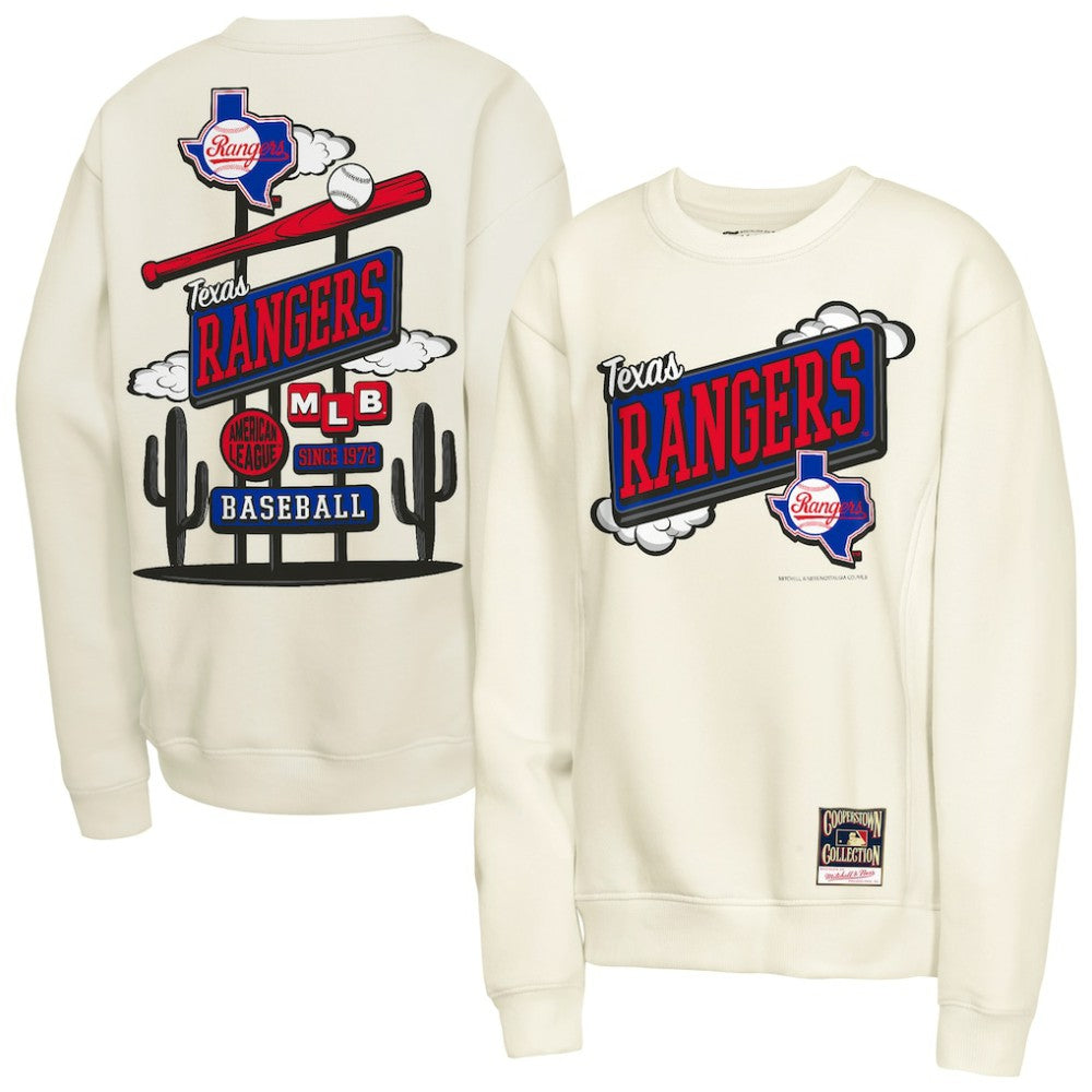 Natural Texas Rangers Mitchell & Ness Youth Retro Billboard Sweatshirt