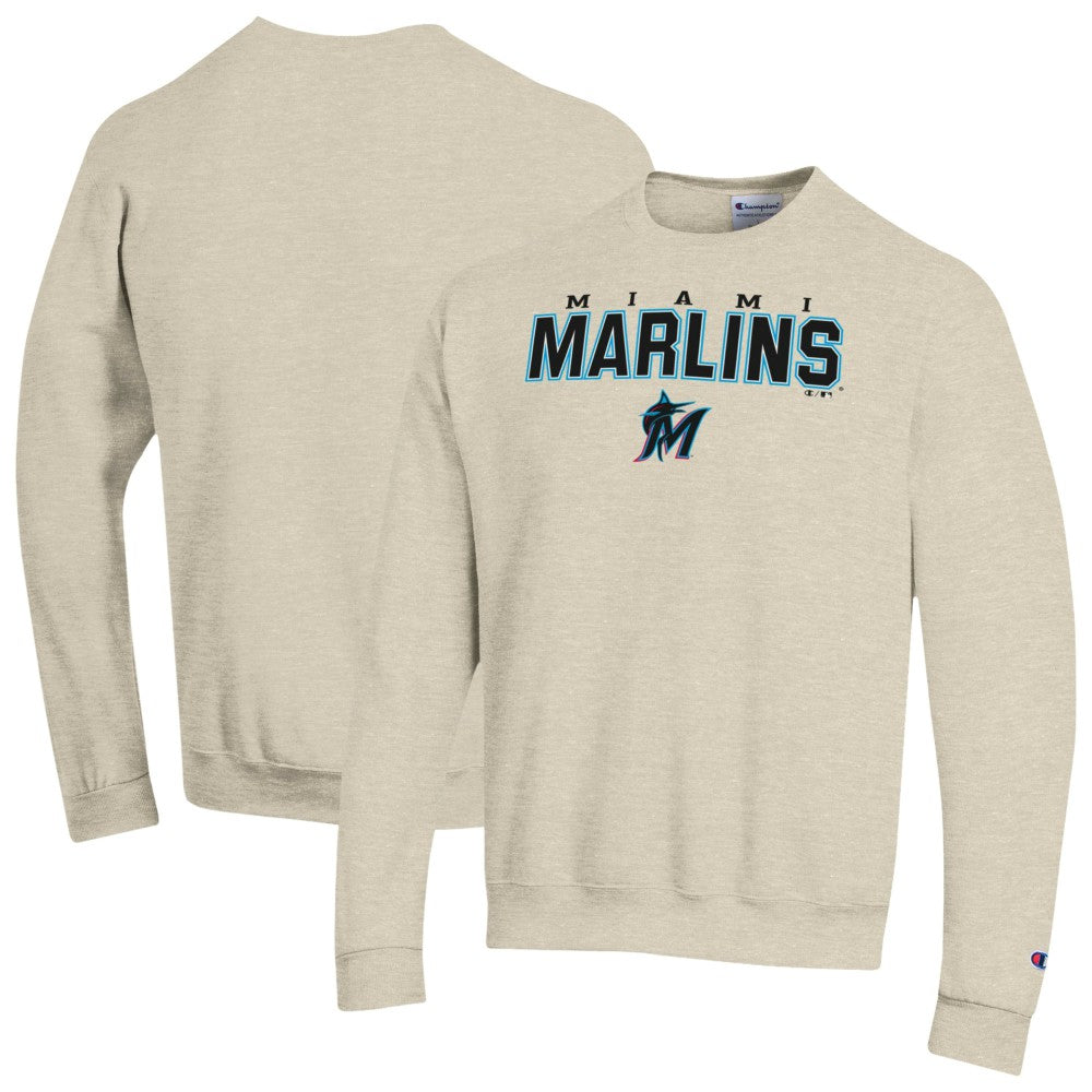 Oatmeal Miami Marlins Champion Eco Powerblend Sweatshirt