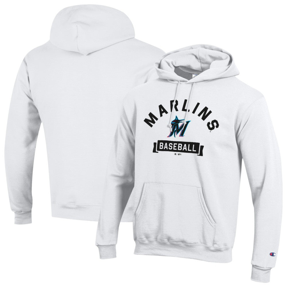 White Miami Marlins Champion Eco Powerblend Hoodie