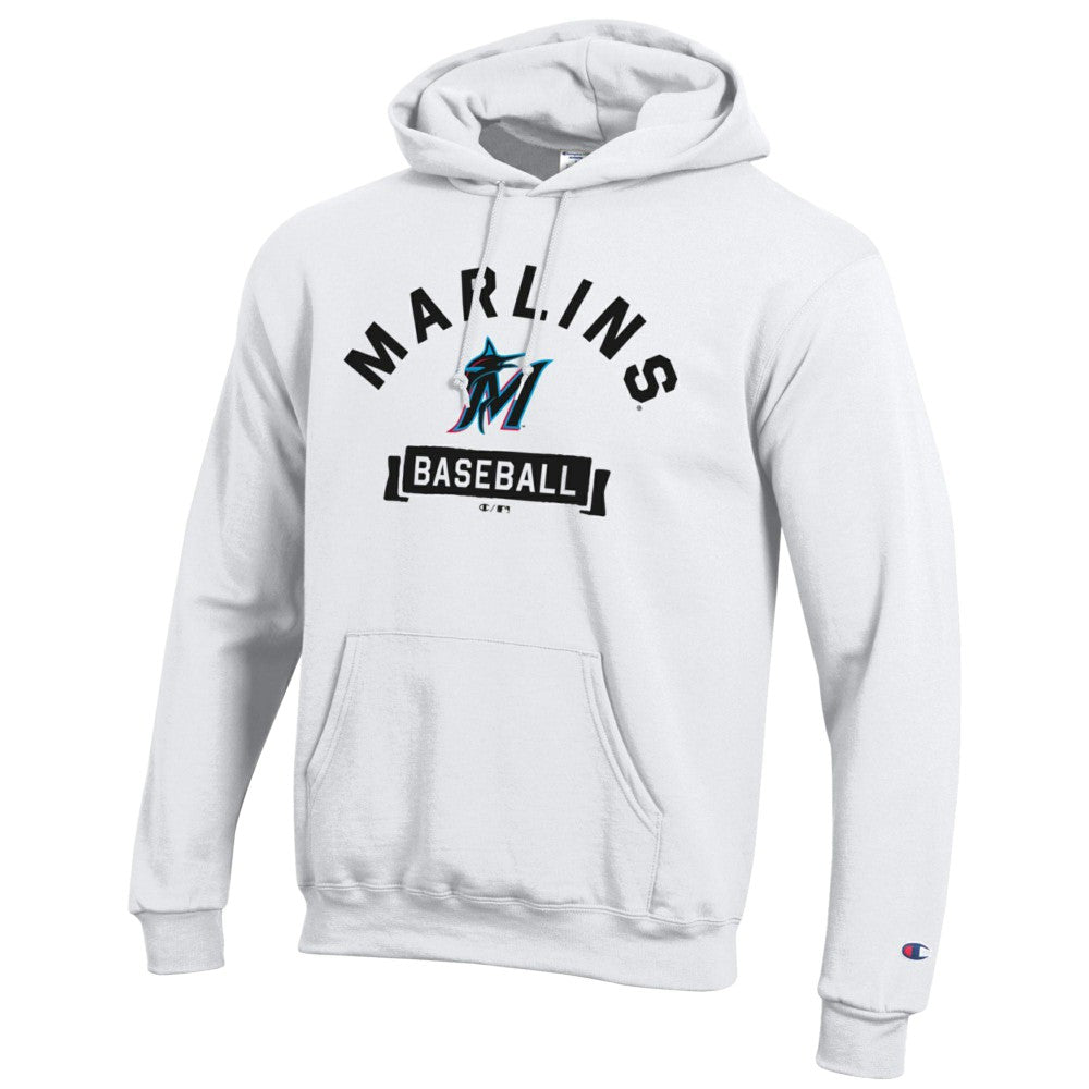 White Miami Marlins Champion Eco Powerblend Hoodie