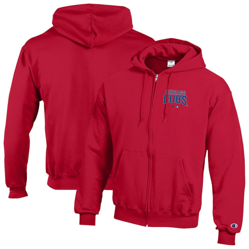 Red Chicago Cubs Champion Eco Powerblend Full-Zip Hoodie