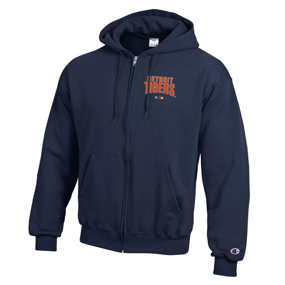 Navy Detroit Tigers Champion Eco Powerblend Full-Zip Hoodie