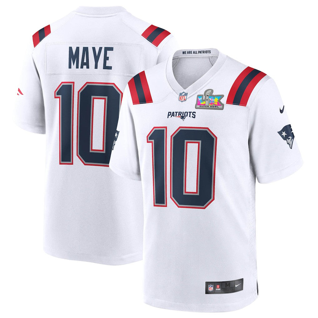 Drake Maye  Super Bowl LX Patch Game Jersey - New England Patriots Jerseys