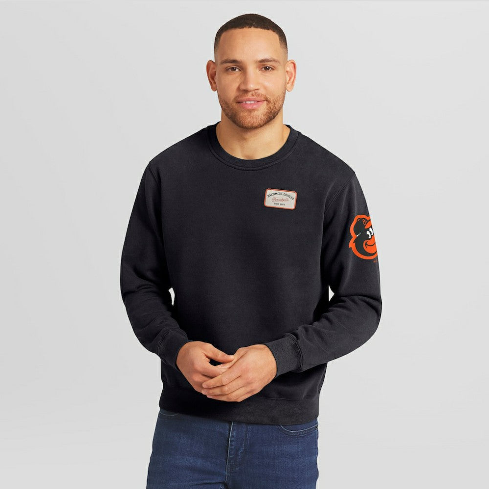 Black Baltimore Orioles Darius Rucker Collection by Fanatics Washed Crew Neck Pullover Sweatshirt