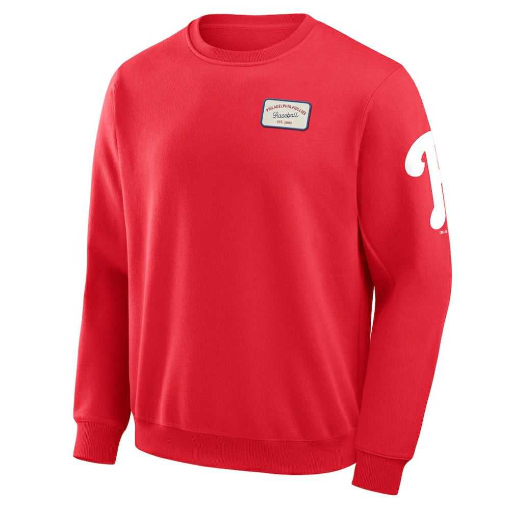 Red Philadelphia Phillies Darius Rucker Collection by Fanatics Washed Crew Neck Pullover Sweatshirt
