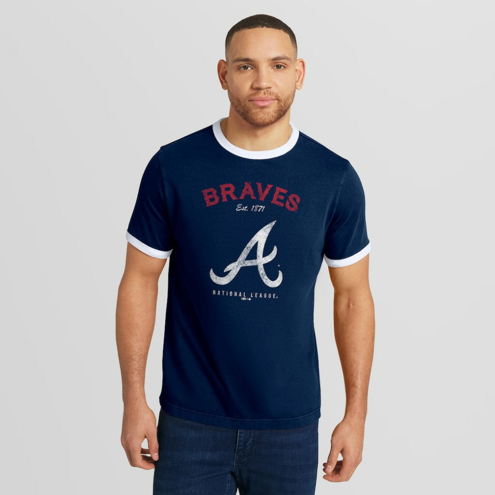 Navy Atlanta Braves Darius Rucker Collection by Fanatics Washed Ringer T-Shirt