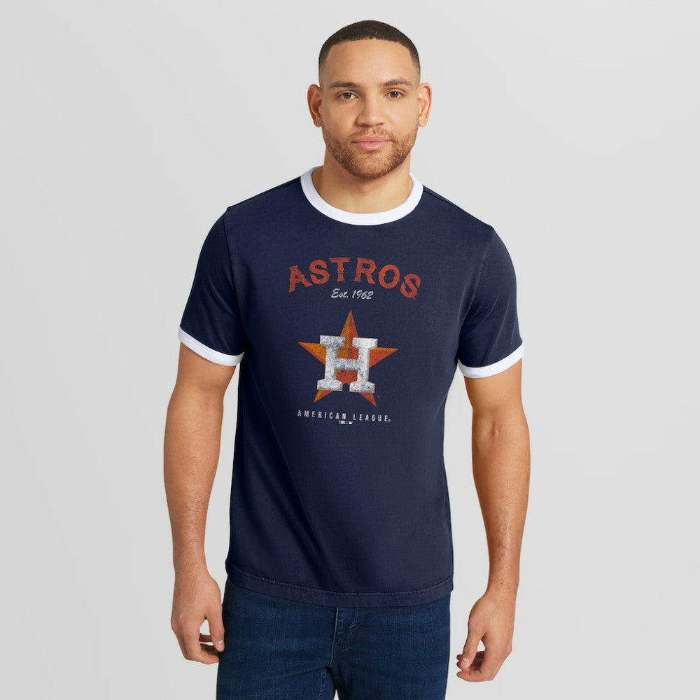 Navy Houston Astros Darius Rucker Collection by Fanatics Washed Ringer T-Shirt
