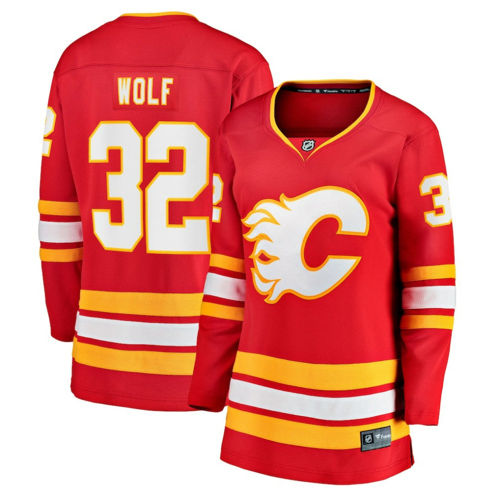 NHL Dustin Wolf Calgary Flames Fanatics Women's Home Breakaway Jersey