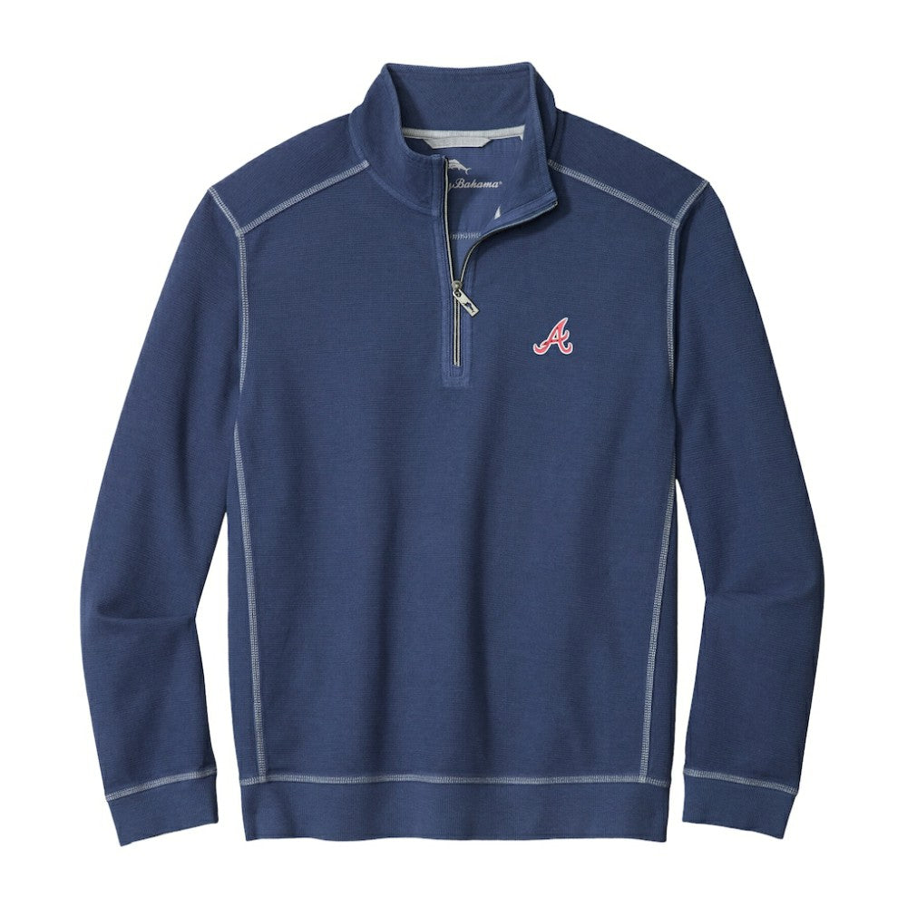 Navy Atlanta Braves Tommy Bahama Montego Bay Half-Zip Sweatshirt