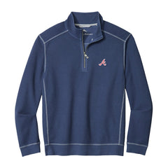 Navy Atlanta Braves Tommy Bahama Montego Bay Half-Zip Sweatshirt