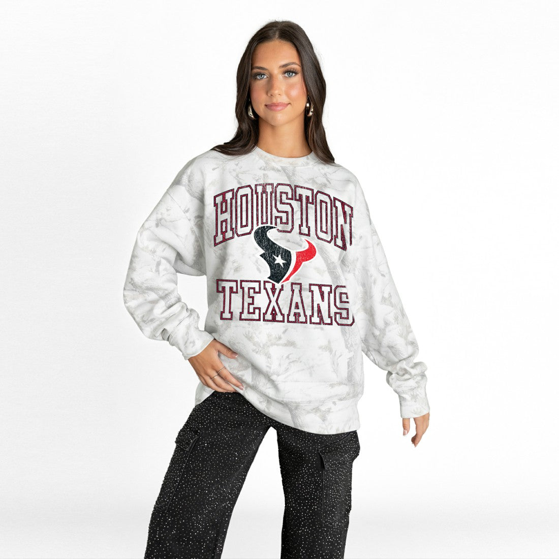 Gameday Couture Women's Whiteout Oversized Premium Fleece Sweatshirt - Houston Texans Sweatshirts