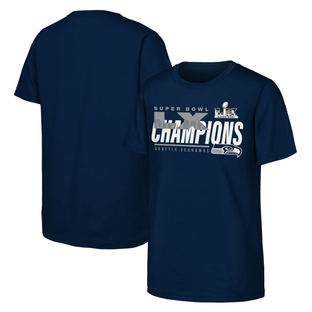 Youth Super Bowl LX Champions Iconic Victory T-Shirt - Seattle Seahawks T-shirts