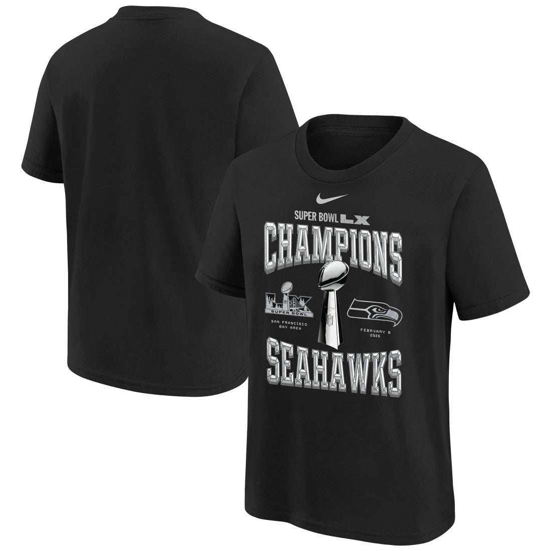Youth Super Bowl LX Champions Locker Room Trophy Collection Replica T-Shirt - Seattle Seahawks T-shirts
