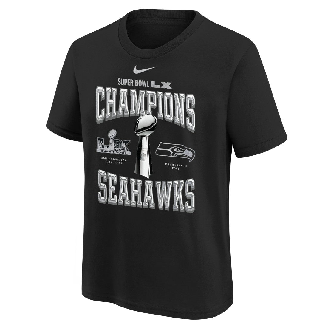 Youth Super Bowl LX Champions Locker Room Trophy Collection Replica T-Shirt - Seattle Seahawks T-shirts