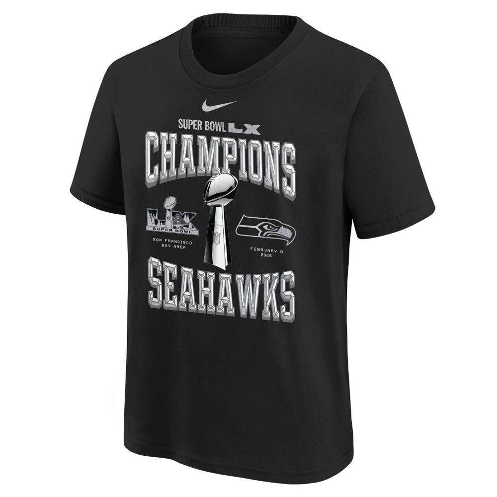 Youth Super Bowl LX Champions Locker Room Trophy Collection Replica T-Shirt - Seattle Seahawks T-shirts