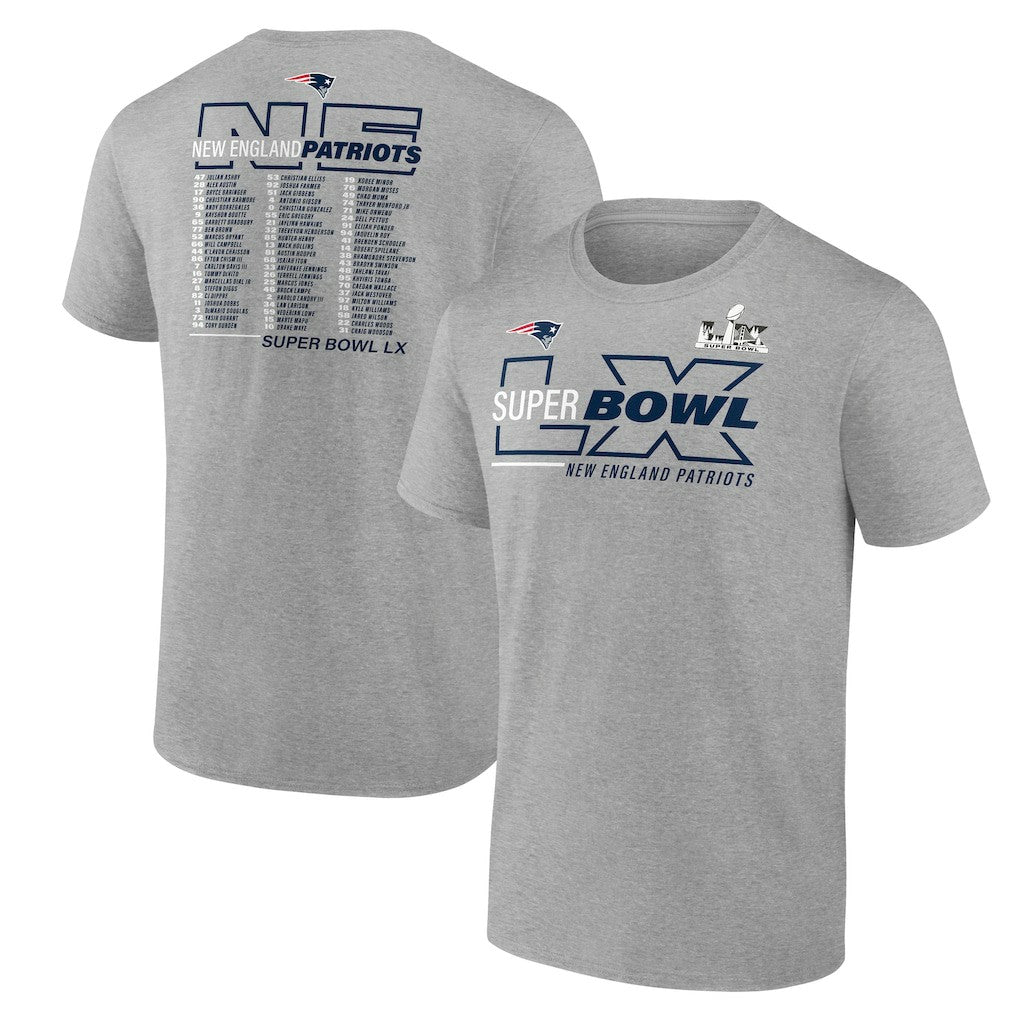 Super Bowl LX Big & Tall Roster T-Shirt - New England Patriots T-shirts