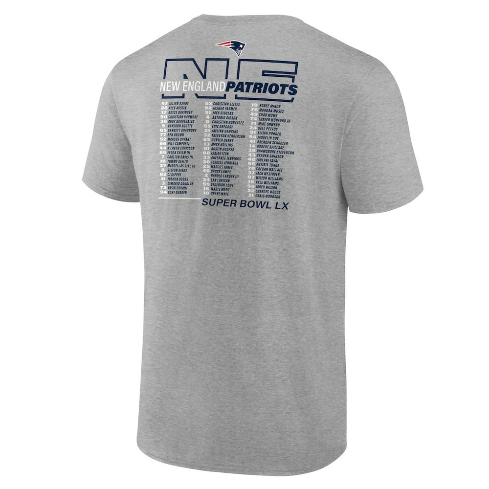 Super Bowl LX Big & Tall Roster T-Shirt - New England Patriots T-shirts