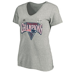 Women's 2025 AFC Champions Plus Size Hail Mary Tri-Blend V-Neck T-Shirt - New England Patriots T-shirts