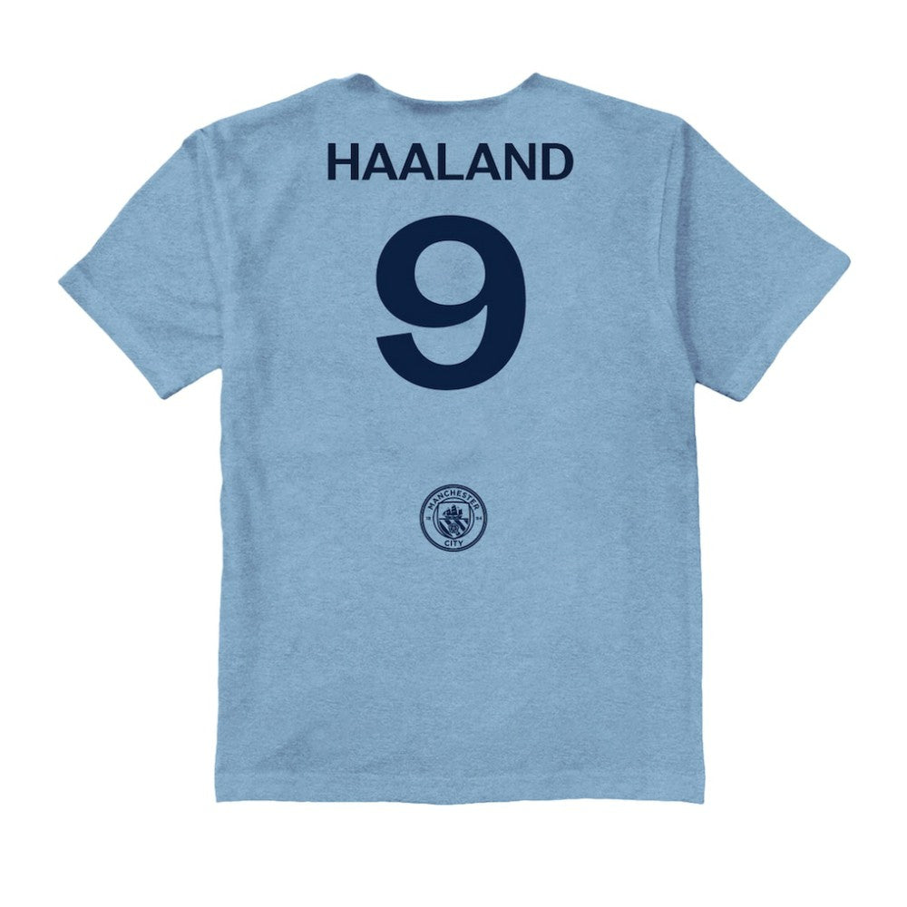 Erling Haaland Manchester City Vive La Fete Youth Player Name & Number Color Badge T-Shirt