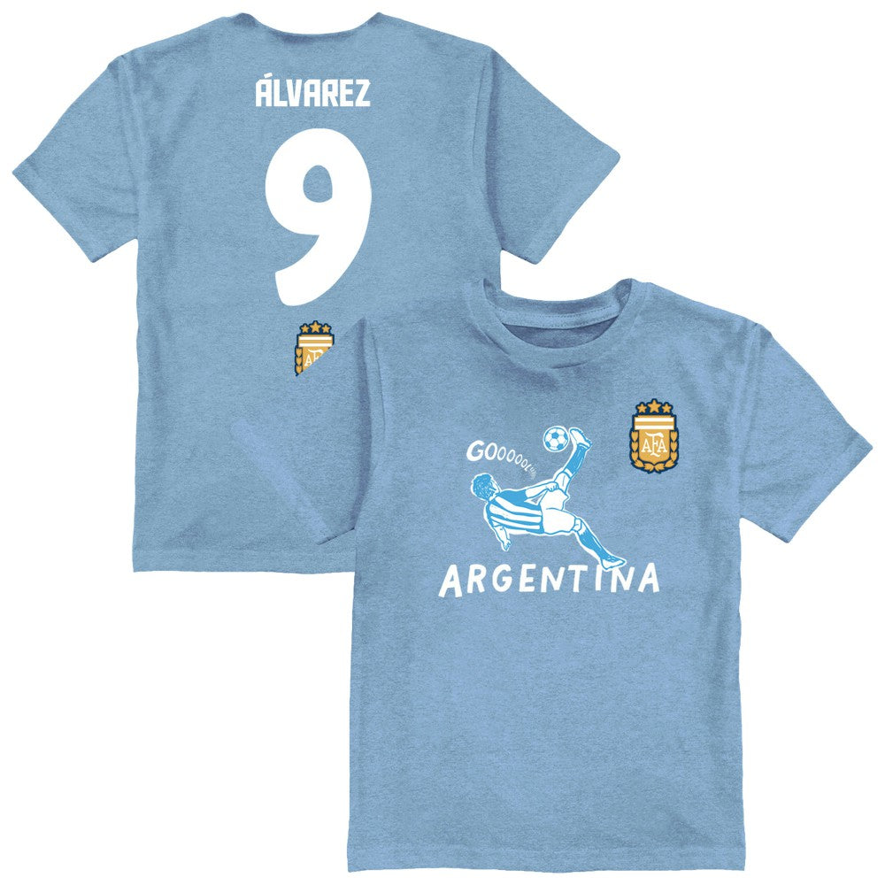 Julián Álvarez Argentina National Team Vive La Fete Youth Player Name & Number Chilena Style T-Shirt