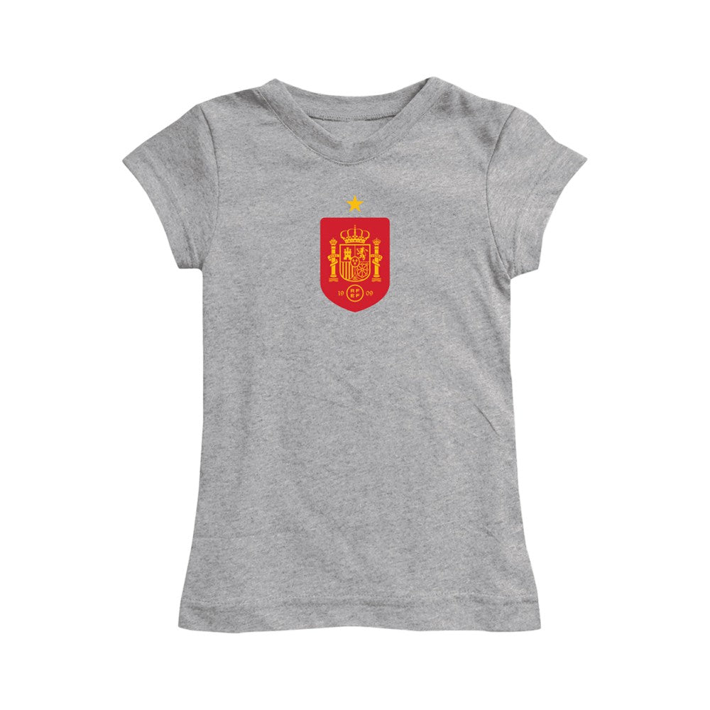 Spain National Team Vive La Fete Girls Youth Color Badge Fitted T-Shirt