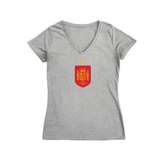 Spain National Team Vive La Fete Women's Color Badge V-Neck Fitted T-Shirt