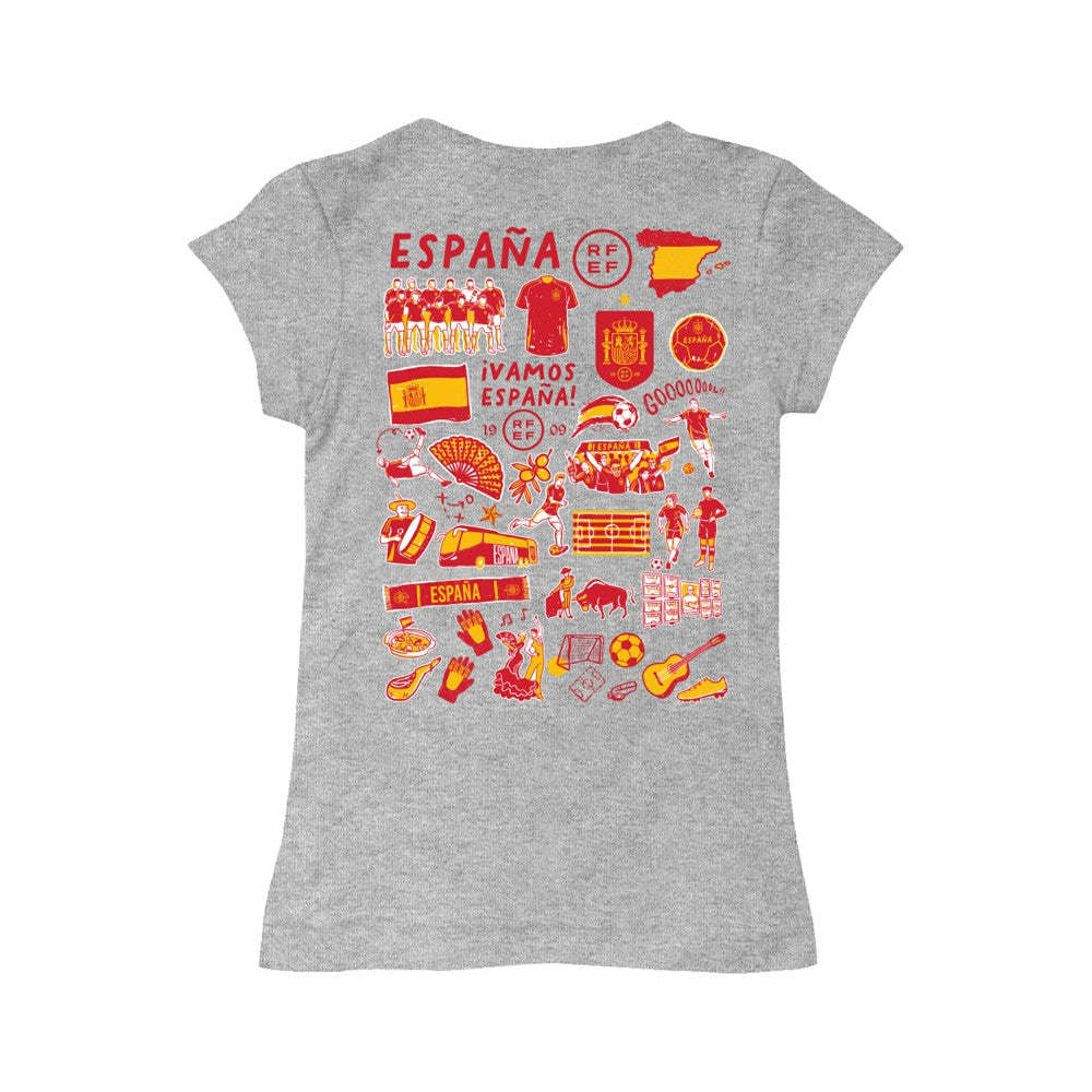 Spain National Team Vive La Fete Girls Youth Impressions Artwork Fitted T-Shirt