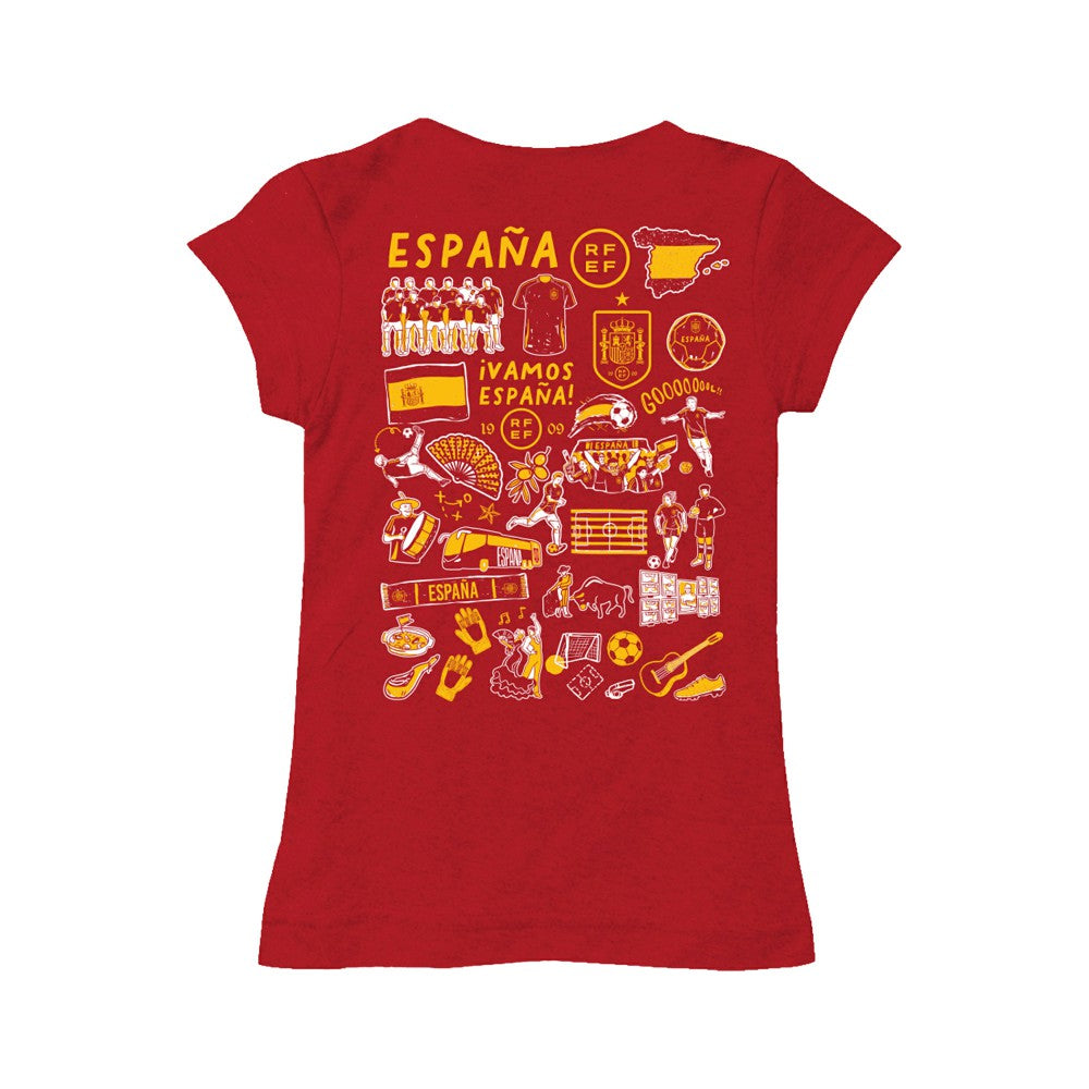 Spain National Team Vive La Fete Girls Youth Impressions Artwork Fitted T-Shirt