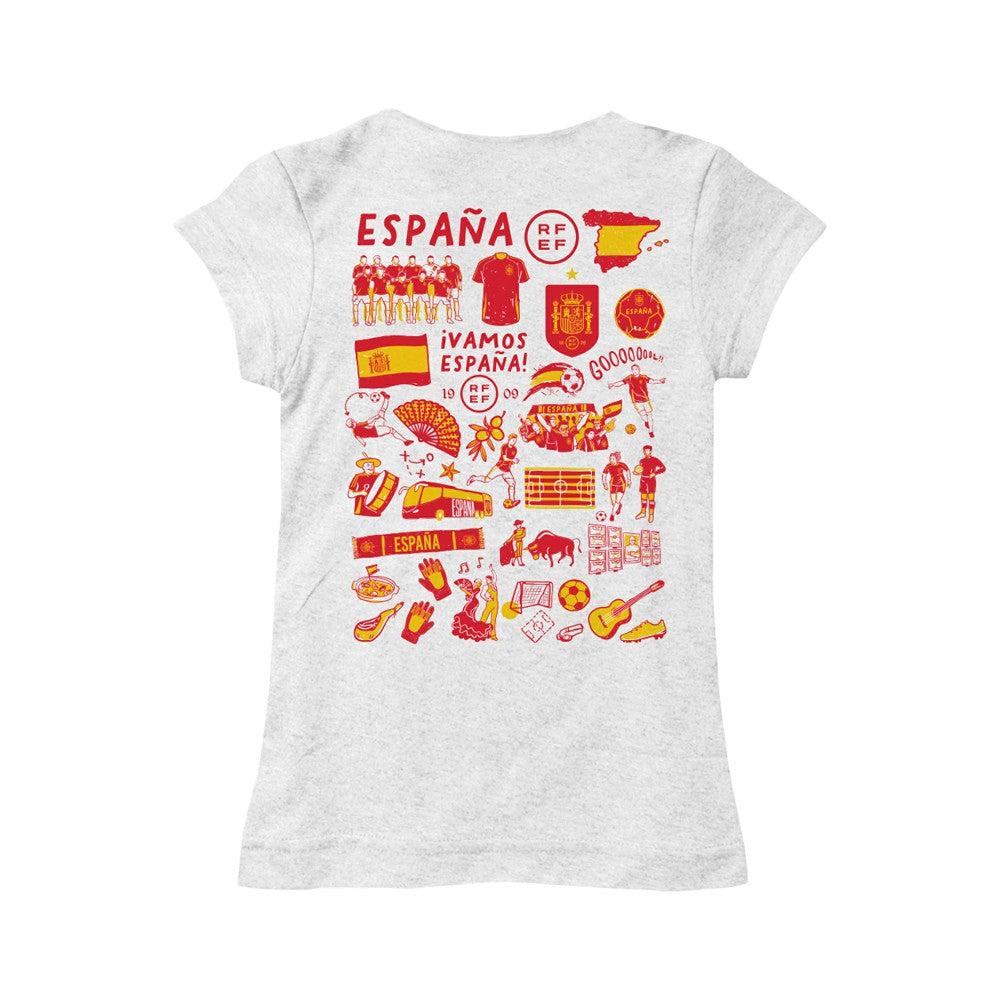 Spain National Team Vive La Fete Girls Youth Impressions Artwork Fitted T-Shirt