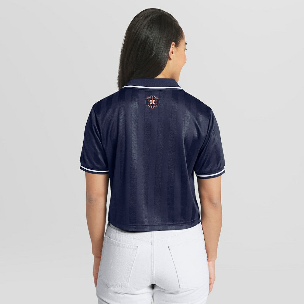 Navy Houston Astros WEAR by Erin Andrews Women's Cropped Polo