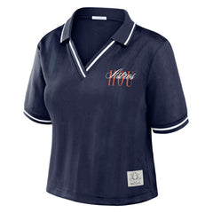 Navy Houston Astros WEAR by Erin Andrews Women's Cropped Polo