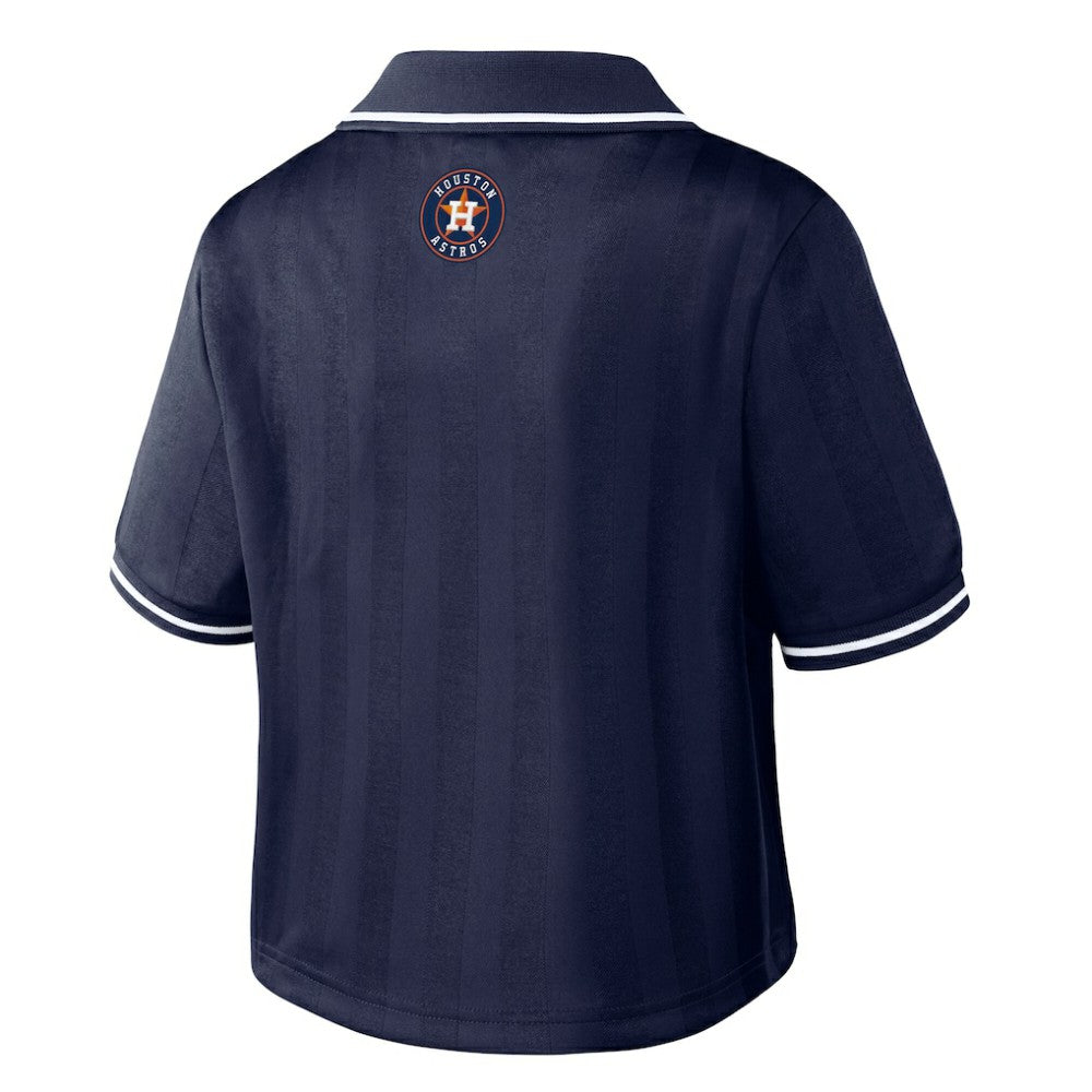 Navy Houston Astros WEAR by Erin Andrews Women's Cropped Polo