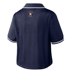 Navy Houston Astros WEAR by Erin Andrews Women's Cropped Polo