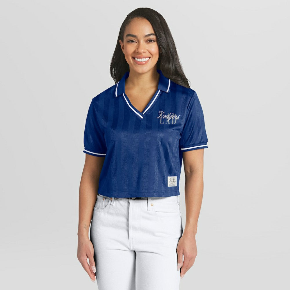 Royal Los Angeles Dodgers WEAR by Erin Andrews Women's Cropped Polo