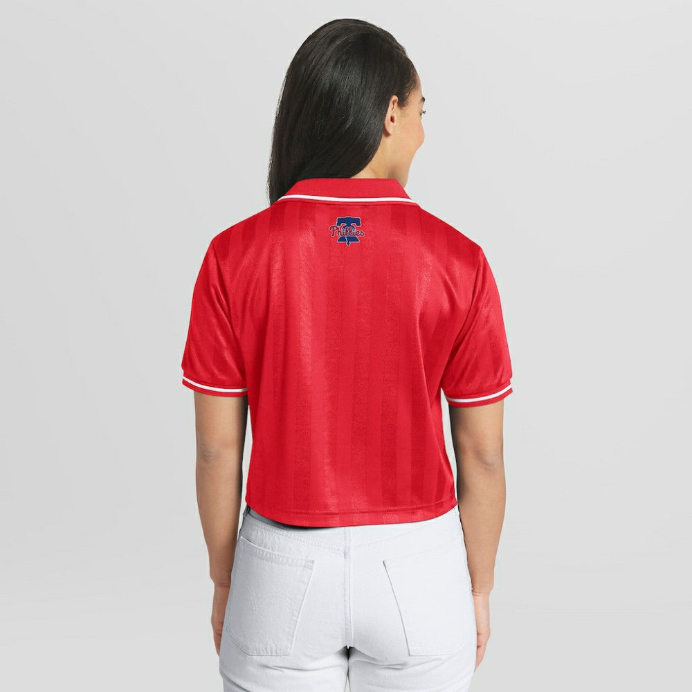Red Philadelphia Phillies WEAR by Erin Andrews Women's Cropped Polo
