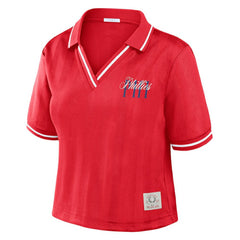 Red Philadelphia Phillies WEAR by Erin Andrews Women's Cropped Polo