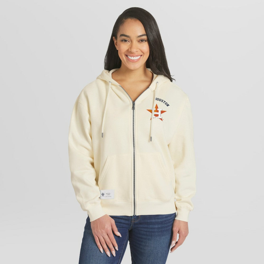 Cream Houston Astros WEAR by Erin Andrews Women's Full-Zip Hoodie