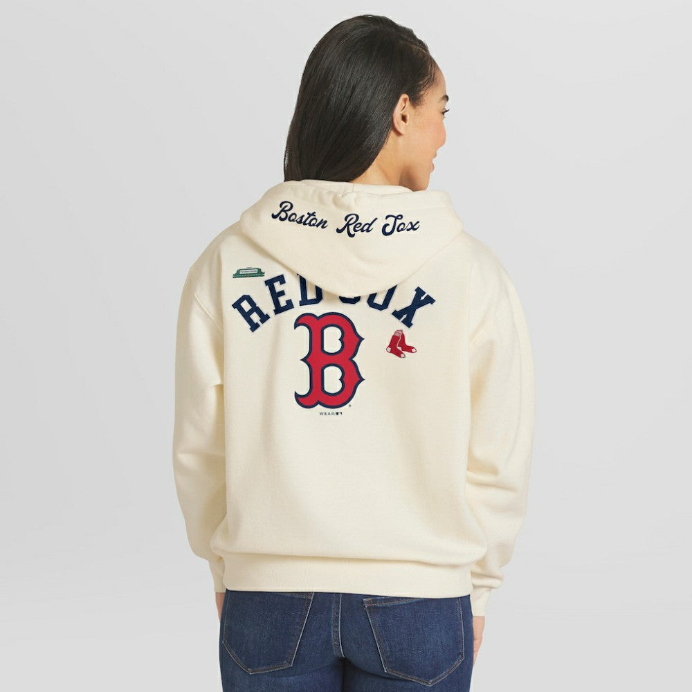 Cream Boston Red Sox WEAR by Erin Andrews Women's Full-Zip Hoodie