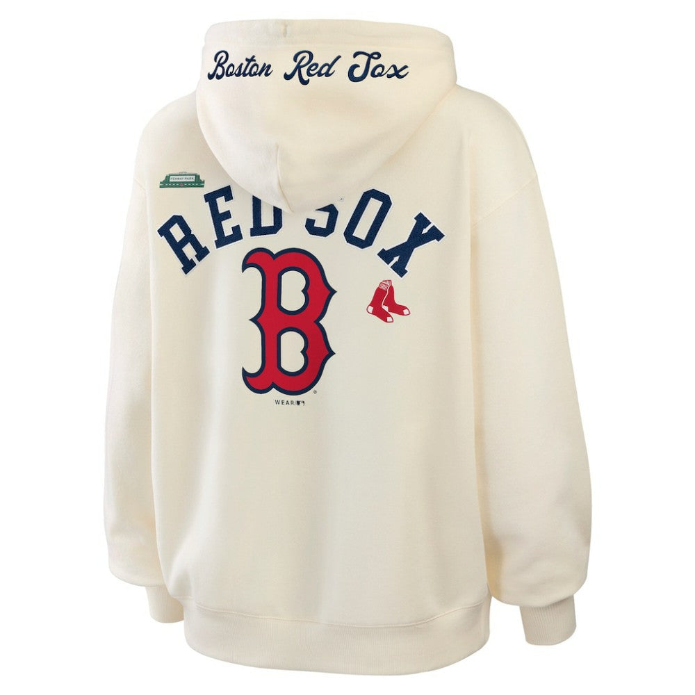 Cream Boston Red Sox WEAR by Erin Andrews Women's Full-Zip Hoodie