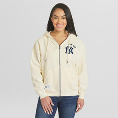 Cream New York Yankees WEAR by Erin Andrews Women's Full-Zip Hoodie