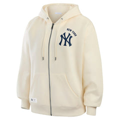 Cream New York Yankees WEAR by Erin Andrews Women's Full-Zip Hoodie