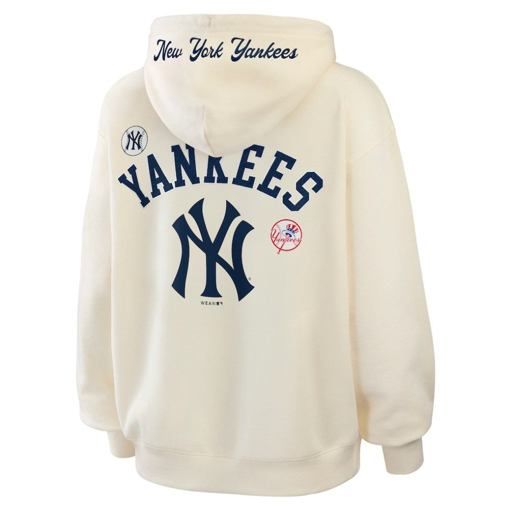 Cream New York Yankees WEAR by Erin Andrews Women's Full-Zip Hoodie