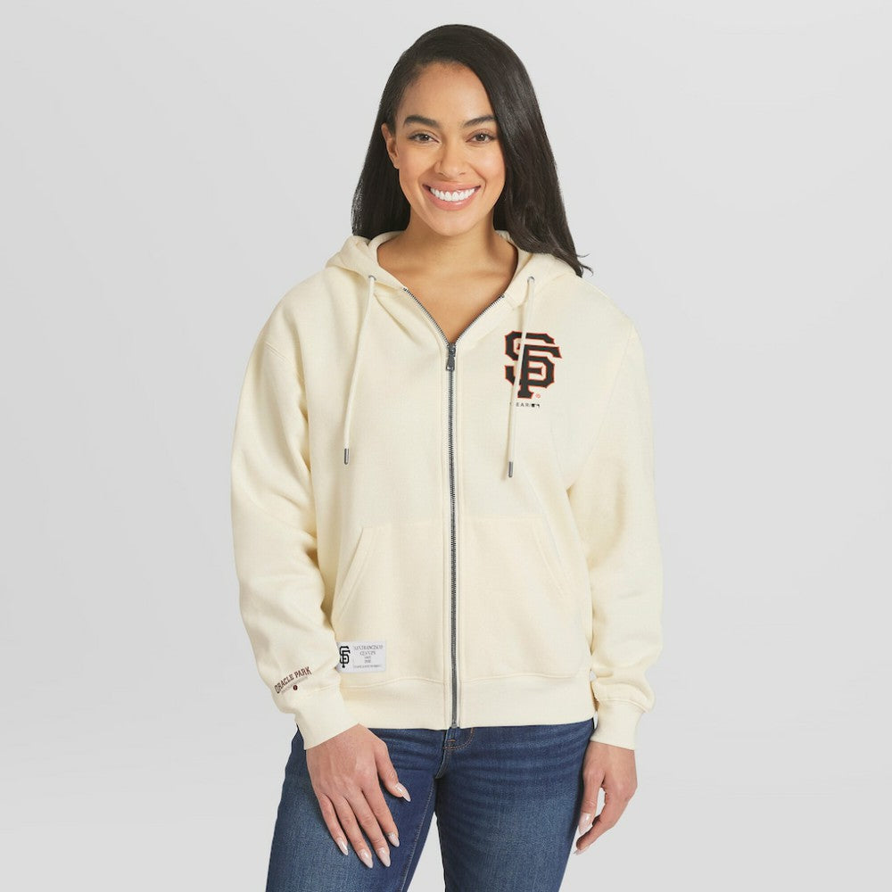 Cream San Francisco Giants WEAR by Erin Andrews Women's Full-Zip Hoodie